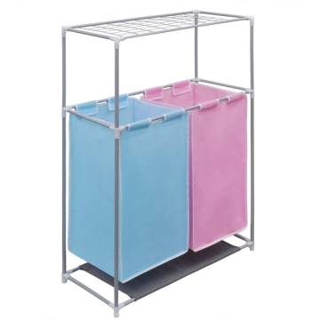 2-Section Laundry Sorter Hampers 2 pcs with a Top Shelf for Drying