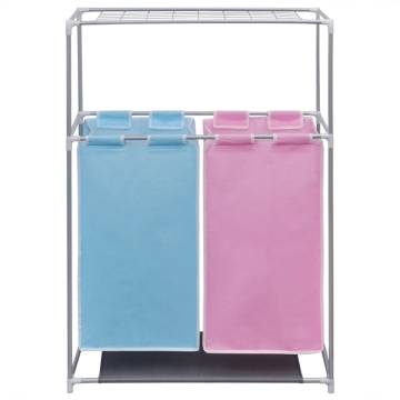 2-Section Laundry Sorter Hampers 2 pcs with a Top Shelf for Drying