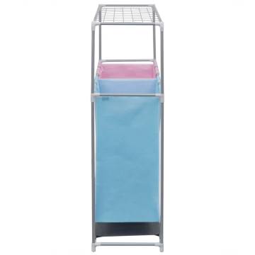 2-Section Laundry Sorter Hampers 2 pcs with a Top Shelf for Drying