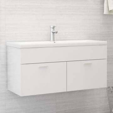 Sink Cabinet High Gloss White 100x38.5x46 cm Engineered Wood