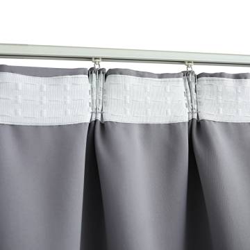 Blackout Curtains with Hooks 2 pcs Grey 140x245 cm