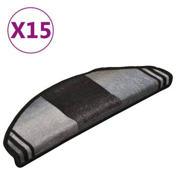 Self-adhesive Stair Mats 15 pcs Black and Grey 65x21x4 cm