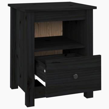 Bedside Cabinet Black 40x35x49 cm Solid Wood Pine