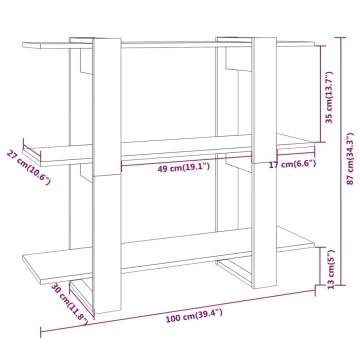 Book Cabinet/Room Divider White 100x30x87 cm