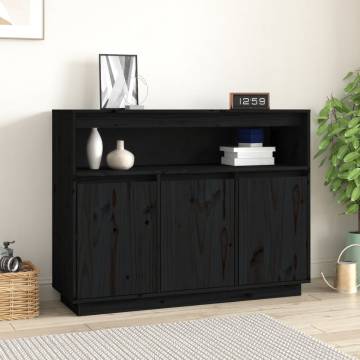 Sideboard Black 104.5x34x80 cm Solid Wood Pine