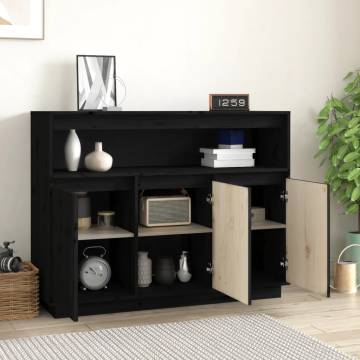 Sideboard Black 104.5x34x80 cm Solid Wood Pine