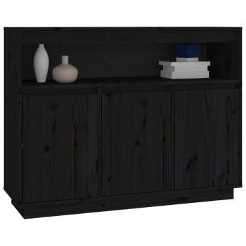 Sideboard Black 104.5x34x80 cm Solid Wood Pine