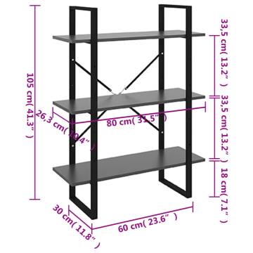 Book Cabinet Grey 80x30x105 cm Engineered Wood