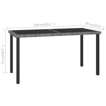 Garden Dining Table Grey 140x70x73 cm Poly Rattan