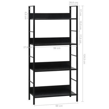 4-Layer Book Shelf Black 60x27.6x124.5 cm Engineered Wood