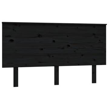 Bed Headboard Black 144x6x82.5 cm Solid Wood Pine