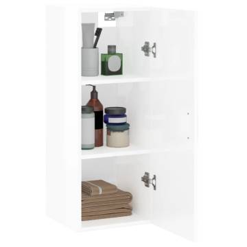 Wall Mounted Cabinet High Gloss White 34.5x34x90 cm