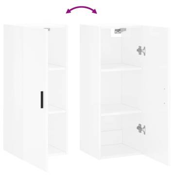 Wall Mounted Cabinet High Gloss White 34.5x34x90 cm