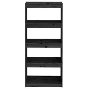 Book Cabinet/Room Divider Black 60x30x135.5 cm Solid Wood Pine