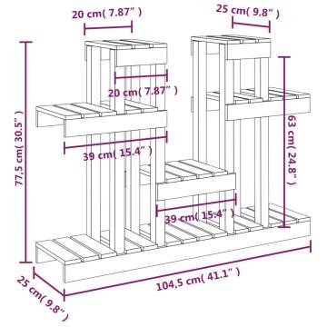 Plant Stand Honey Brown 104.5x25x77.5 cm Solid Wood Pine