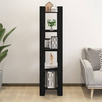 Book Cabinet/Room Divider Black 41x35x160 cm Solid Wood Pine