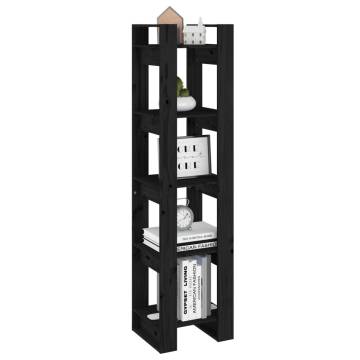 Book Cabinet/Room Divider Black 41x35x160 cm Solid Wood Pine