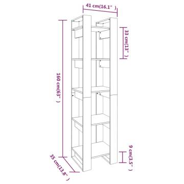 Book Cabinet/Room Divider Black 41x35x160 cm Solid Wood Pine