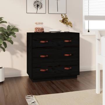 Sideboard Black 80x40x75 cm Solid Wood Pine