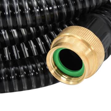 Suction Hose with Brass Connectors Black 1.1" 7 m PVC