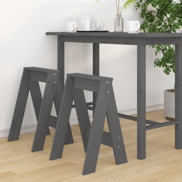 Stools 2 pcs Grey 40x40x60 cm Solid Wood Pine