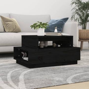 Coffee Table Black 80x55x40.5 cm Solid Wood Pine