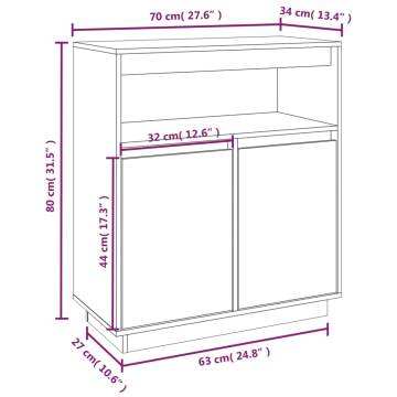 Sideboard Grey 70x34x80 cm Solid Wood Pine