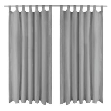 Micro-Satin Curtains 2 pcs with Loops 140x245 cm Grey