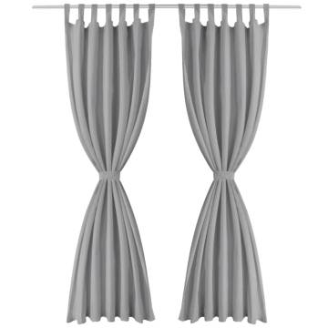 Micro-Satin Curtains 2 pcs with Loops 140x245 cm Grey