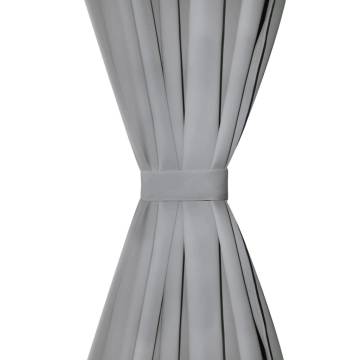 Micro-Satin Curtains 2 pcs with Loops 140x245 cm Grey