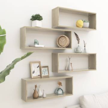 Wall Cube Shelf 4 pcs Sonoma Oak 60x15x23 cm Engineered Wood