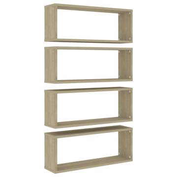 Wall Cube Shelf 4 pcs Sonoma Oak 60x15x23 cm Engineered Wood