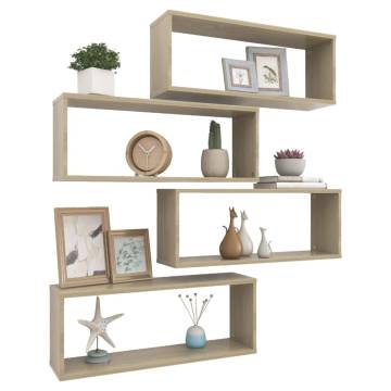 Wall Cube Shelf 4 pcs Sonoma Oak 60x15x23 cm Engineered Wood