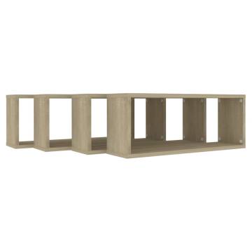 Wall Cube Shelf 4 pcs Sonoma Oak 60x15x23 cm Engineered Wood