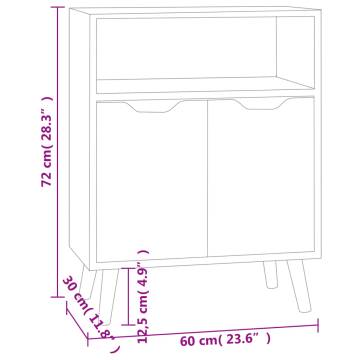 Sideboard High Gloss White 60x30x72 cm Engineered Wood