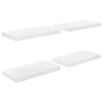 Floating Wall Shelves 4 pcs High Gloss White 50x23x3.8 cm MDF