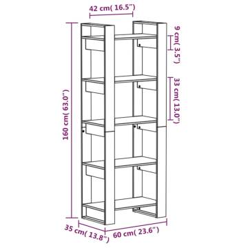 Book Cabinet/Room Divider Honey Brown 60x35x160 cm Solid Wood