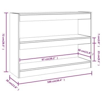 Book Cabinet/Room Divider Grey Sonoma 100x30x72 cm