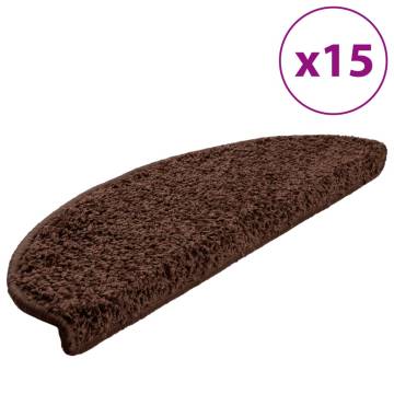 Carpet Stair Treads 15 pcs Brown 65x21x4 cm