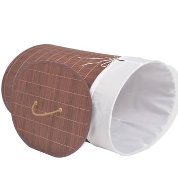 Bamboo Laundry Bin Oval Brown