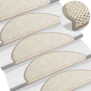 Stair Mats Self-adhesive Sisal-Look 15 pcs 65x21x4 cm Beige