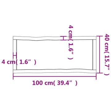 Table Top 100x40x(2-6) cm Untreated Solid Wood Live Edge