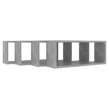 Wall Cube Shelf 4 pcs Concrete Grey 60x15x23 cm Engineered Wood