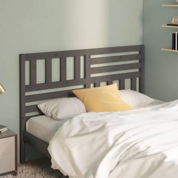 Bed Headboard Grey 156x4x100 cm Solid Wood Pine