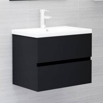 Sink Cabinet Black 60x38.5x45 cm Engineered Wood