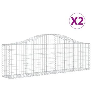 Arched Gabion Baskets 2 pcs 200x30x60/80 cm Galvanised Iron