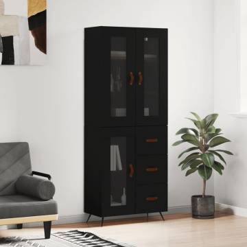 Highboard Black 69.5x34x180 cm Engineered Wood