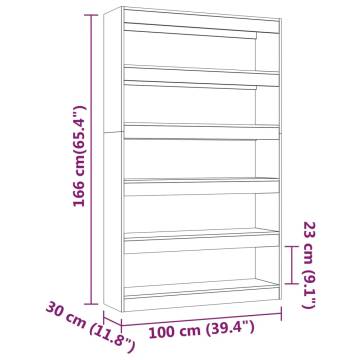 Book Cabinet/Room Divider Grey Sonoma 100x30x166 cm