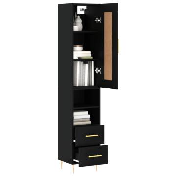 Highboard Black 34.5x34x180 cm Engineered Wood