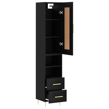 Highboard Black 34.5x34x180 cm Engineered Wood